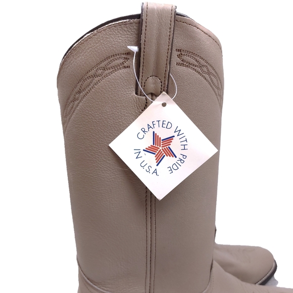 Genuine Leather Mens 10.5 EETaupe Gray Western Boots Brand New! - Picture 2 of 11